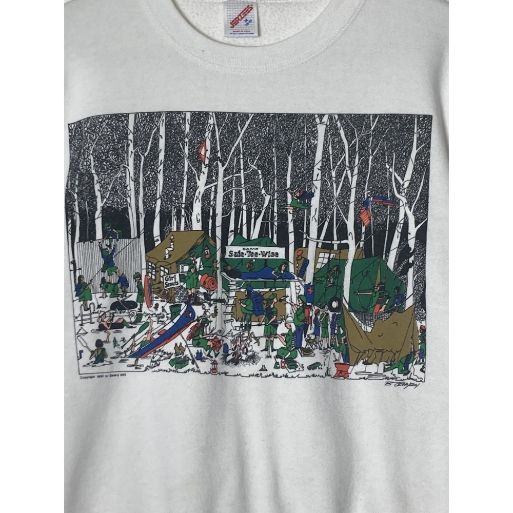 Vintage Jerzees Sweatshirt Girl Scouts Camping 1990 Gallery 444 Women's Size Med - Picture 13 of 13